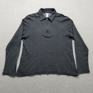 Calvin Klein Sweater Mens Large Gray Long Sleeve Pullover Zip Cotton Casual‎